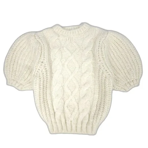 Cable Knit Puff Sleeve Sweater Zara NEW Zara Alpaca Wool Cable
